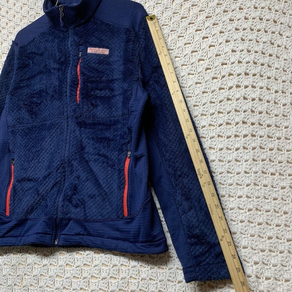 Vineyard Vines Sherpa Jacket Women Size M Navy Blue Quarter Zip Fleece - Picture 5 of 13